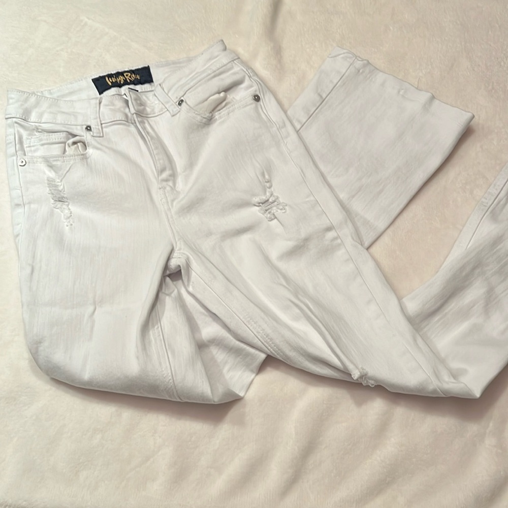Indigo Rein white ripped flare jeans size 3
